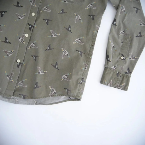 Vintage St.  John's Bay Green Duck Button Up Comfort Stretch Shirt S - Picture 6 of 11